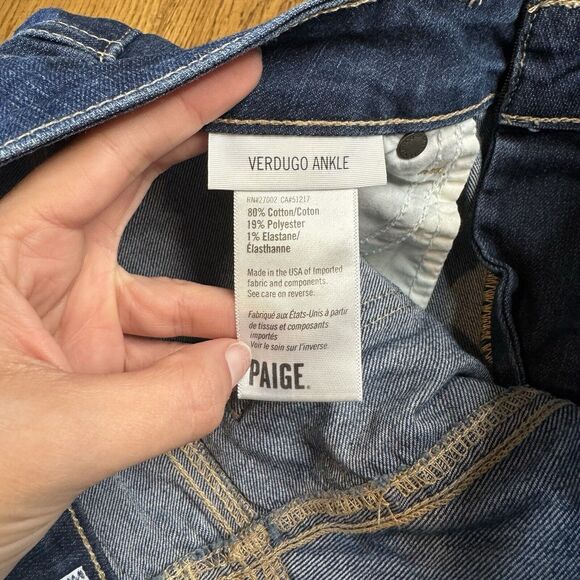 Paige Verdugo Ankle Skinny Jeans Dark Wash Denim Mid Rise Women's Size 27 - Picture 7 of 7
